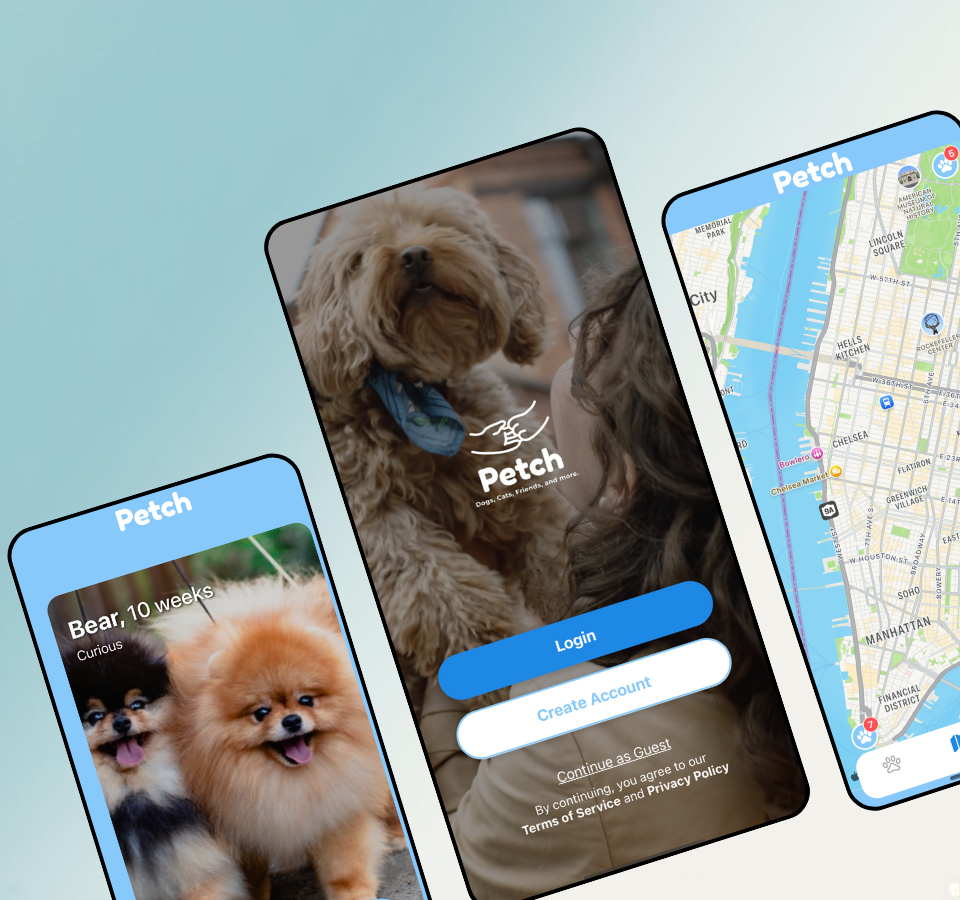 Petch app mockup showcasing the beautiful interface